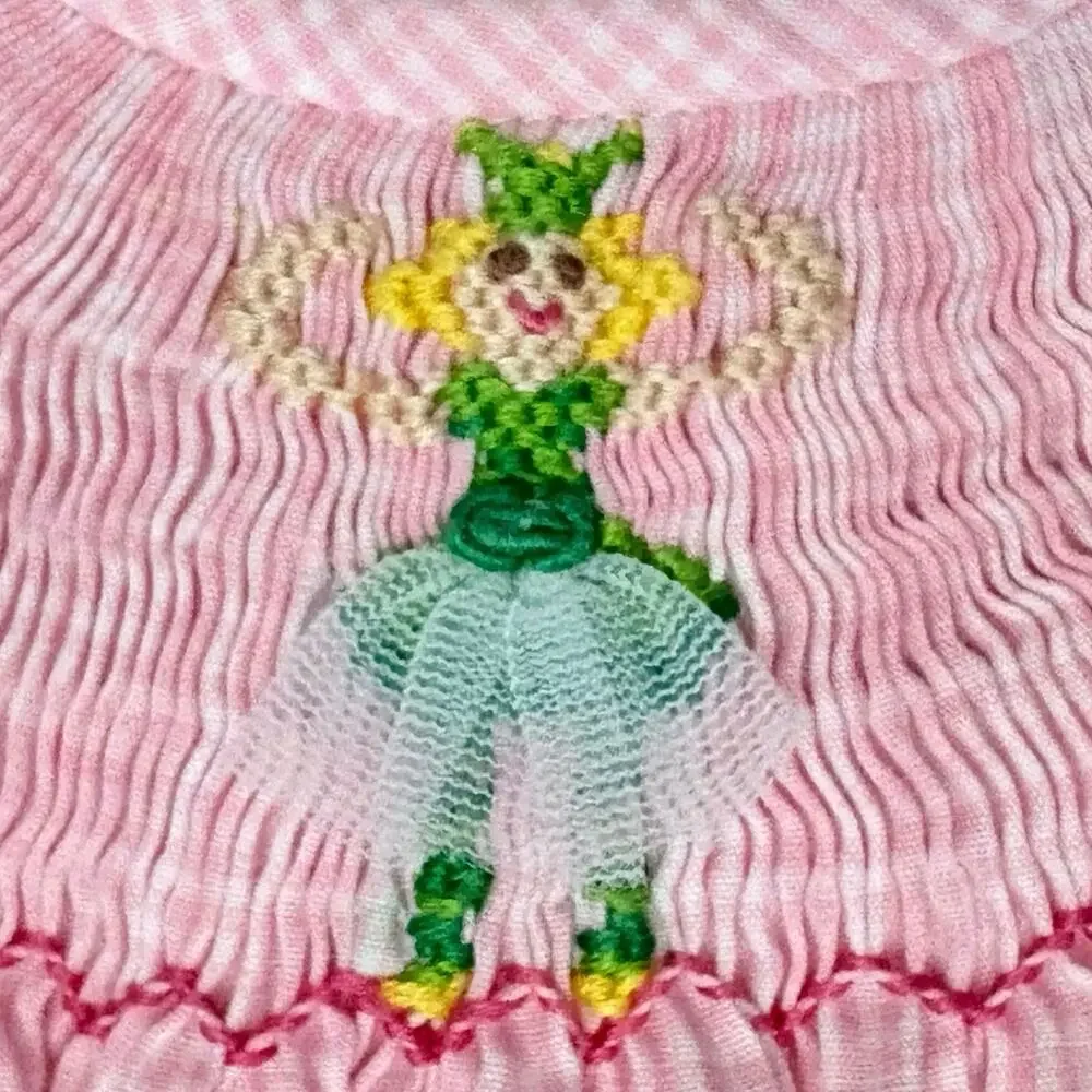 Rags Land Baby Girl 6M Pink Gingham Smocked Fairy Princess Dress